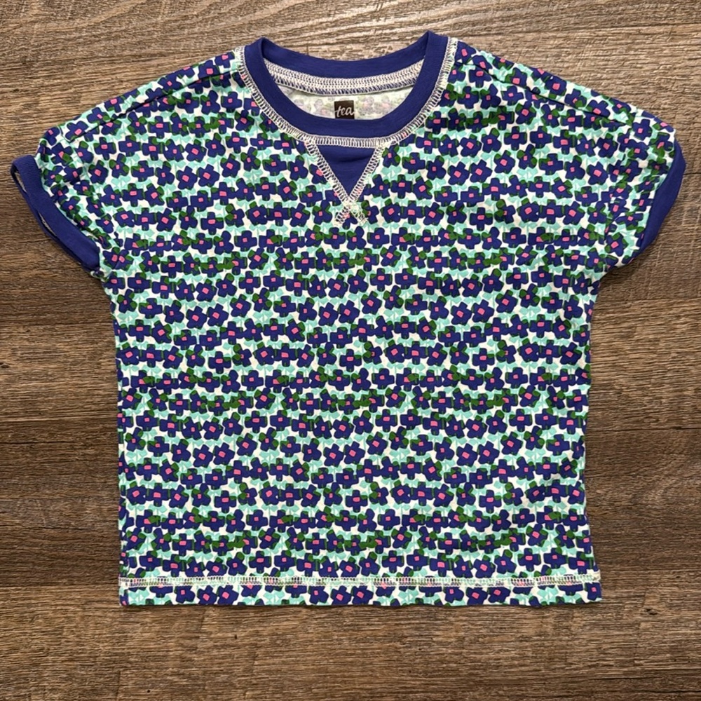 Tea Collection 100% Cotton Oversized Comfy Tee in “Stacked Floral” Print